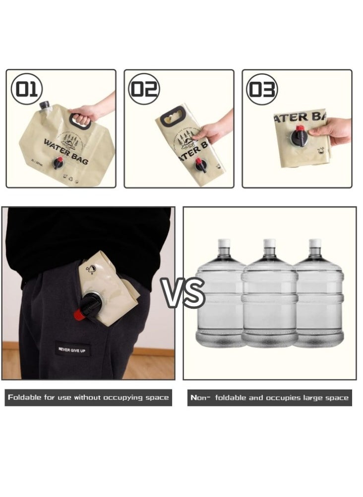 2pcs Camping Water Container Bag - Collapsible Water Storage Carrier with Spigot,8L Drinking Water Container for Outdoors Camping Picnic BBQ Hiking Backpack Survival Kit
