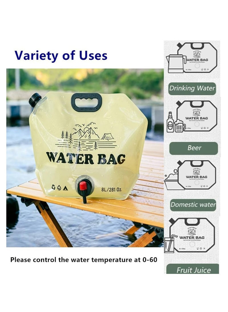 Pack Of 4, 8L Portable Water Bag Folding Bucket Water Container Jug Bottle Pouch Outdoor Travel Camping with Handle Camping Supplies