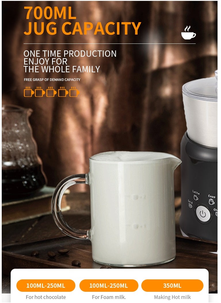 Detachable Milk Frother 23.67oz/700ml Electric Milk Frother and Steamer with Touch Control 600W 5 in 1 Hot/Cold Foam Maker for Latte Cappuccinos Hot Chocolate Milk