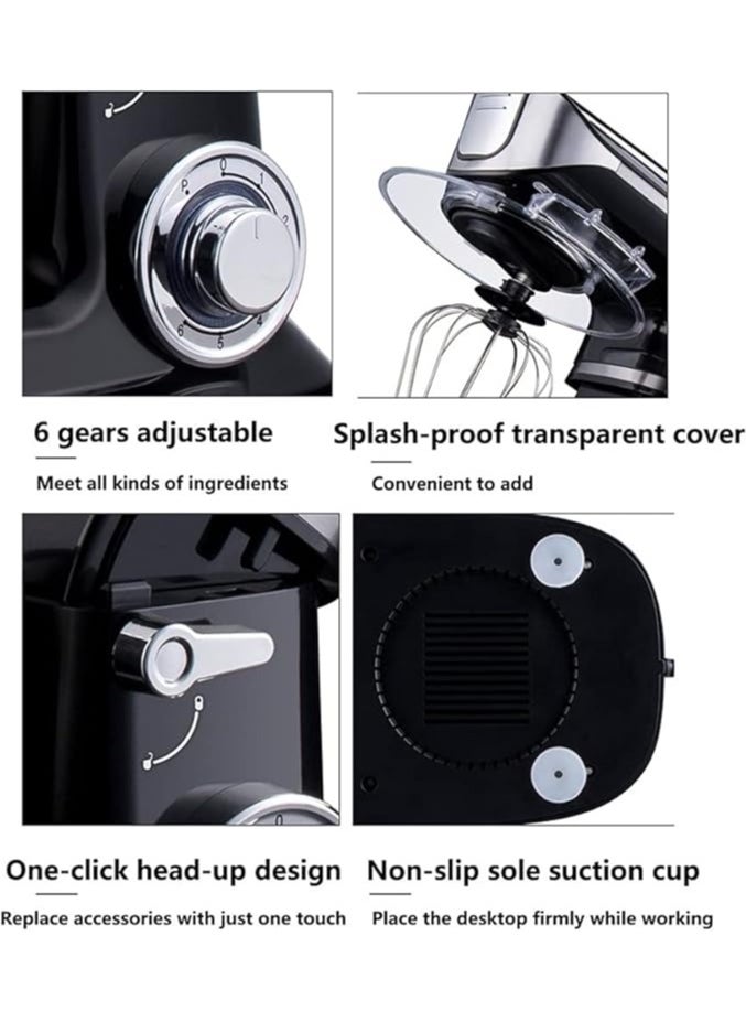 Electric Stand Mixer | Multifunctional Planetary Blender & Food Processor | Perfect Kitchen Appliance and Gift for Housewives (Color: Black)