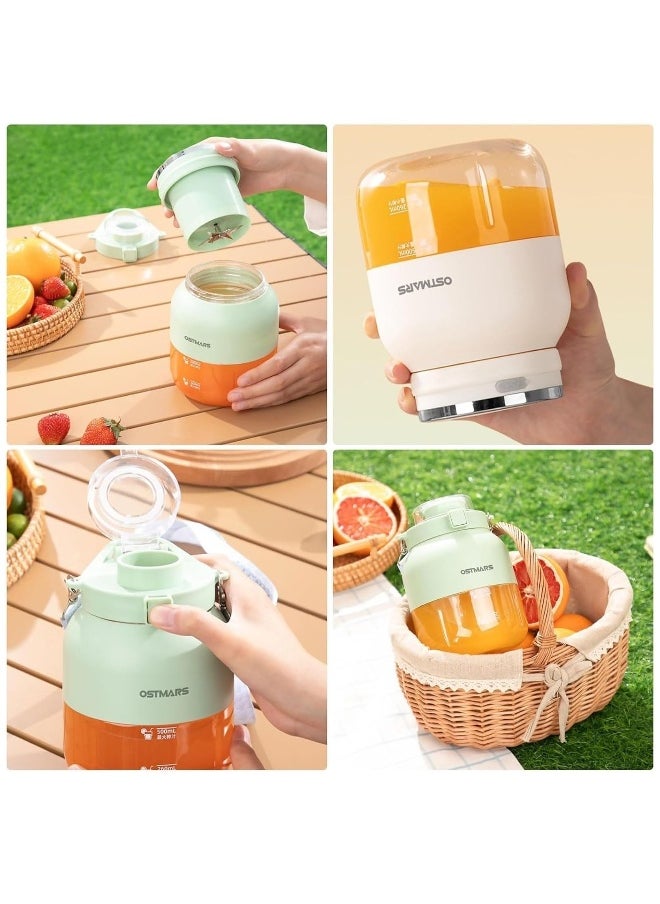 Ostmars Blender Cup, Ostmars Juice Maker Rchargeable Portable Blender Cup with 10 Blades, 30 Second Fruit-Crushing Power, 27 Oz Drink Juicing Cup, 2 in 1 Household Juicer, Green 1pcs