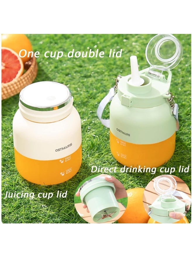 Ostmars Blender Cup, Ostmars Juice Maker Rchargeable Portable Blender Cup with 10 Blades, 30 Second Fruit-Crushing Power, 27 Oz Drink Juicing Cup, 2 in 1 Household Juicer, Green 1pcs