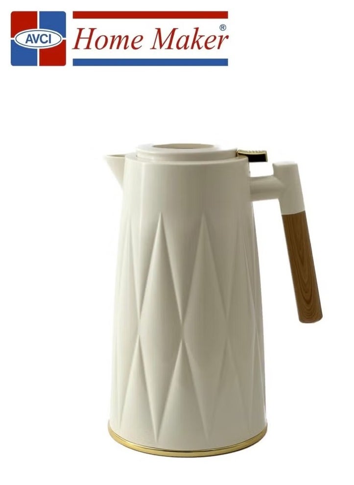 Premium 1.3L Tea & Coffee Flask – Elegant White & Gold Design | Superior Heat Retention, Handwash Safe | Made in Turkey