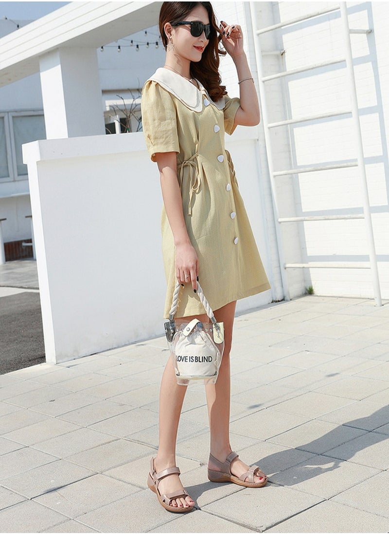 Women's Casual Stylish Thick Soled Non Slip Sandals Platform Shoes Apricot