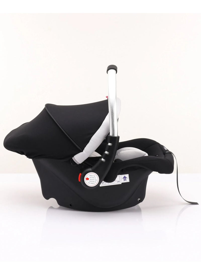 Babyhug Onyx Elite Car Seat And Carry Cot, Rocking Base, 3-Point Safety Harness, Aluminium Handle, 0 to 2 Years, 66 x 42 x 55 cm