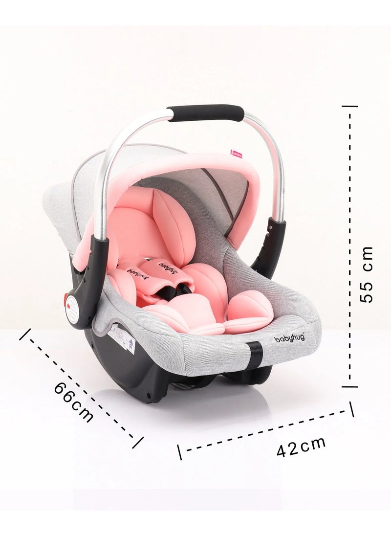 Babyhug Onyx Elite Car Seat And Carry Cot, Rocking Base, 3-Point Safety Harness, Aluminium Handle, 0 to 2 Years, 66 x 42 x 55 cm
