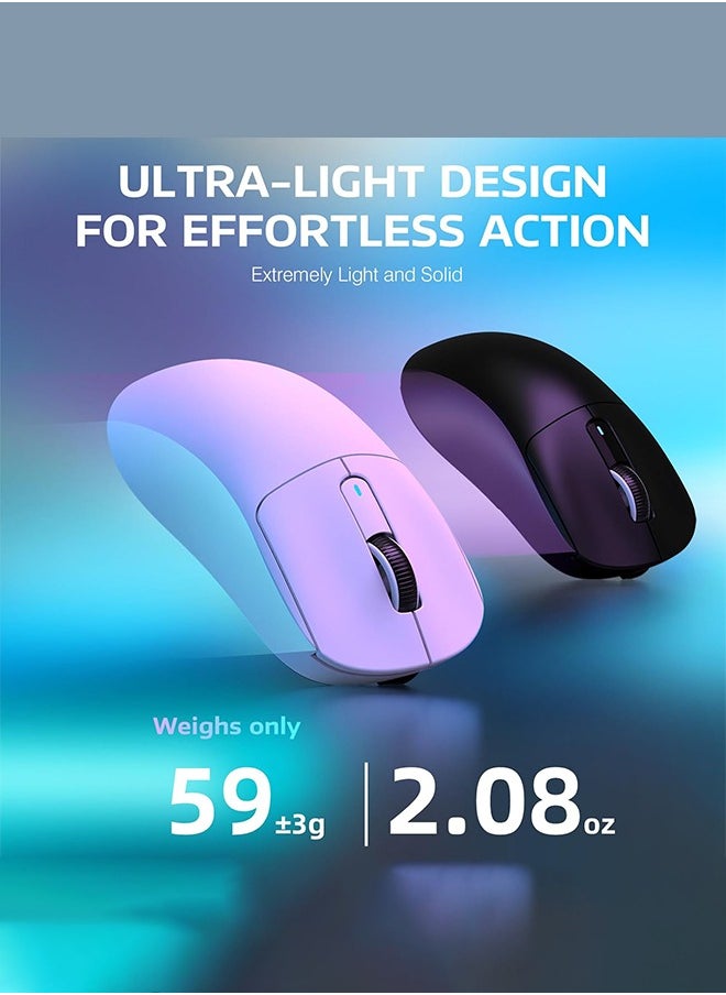 X3 PRO BT/2.4G Wireless/Wired Gaming Mouse, 4K/8K Hz Mouse, 49g Super Light, PixArt PAW3395 Gaming Sensor,6 Adjustable DPI up to 26000, 200 Hours Battery (White)