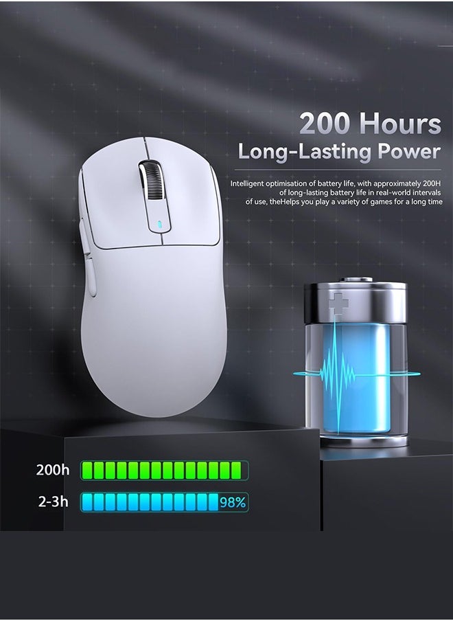 X3 PRO BT/2.4G Wireless/Wired Gaming Mouse, 4K/8K Hz Mouse, 49g Super Light, PixArt PAW3395 Gaming Sensor,6 Adjustable DPI up to 26000, 200 Hours Battery (White)