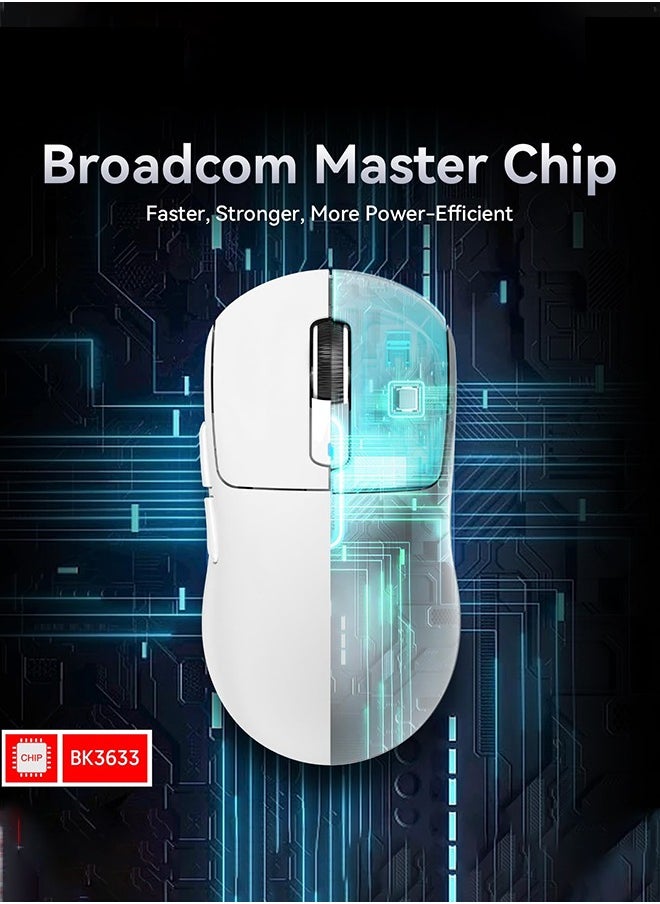 X3 PRO BT/2.4G Wireless/Wired Gaming Mouse, 4K/8K Hz Mouse, 49g Super Light, PixArt PAW3395 Gaming Sensor,6 Adjustable DPI up to 26000, 200 Hours Battery (White)