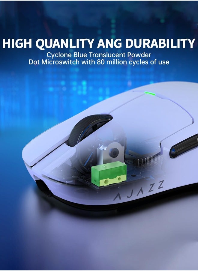 AJ159 Pro Gaming Mouse,2.4Ghz/Wired/Wireless Mice with Magnetic Charging Dock, Ultra-Light 56g, Pixart PAW3395 Sensor, 26000 DPI,  6 Programmable Buttons, 200Hrs Battery, for PC/MAC,white