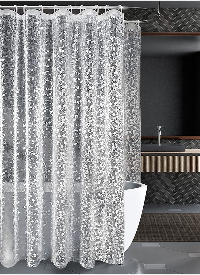 EVA Clear Shower Curtain Liner, 72x72Inch Lightweight Plastic Bathroom Shower Showroom Inner Curtain with Rustproof Metal Grommets and Weighted Magnets (Pebbles, 180X180CM)