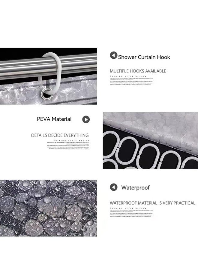 EVA Clear Shower Curtain Liner, 72x72Inch Lightweight Plastic Bathroom Shower Showroom Inner Curtain with Rustproof Metal Grommets and Weighted Magnets (Pebbles, 180X180CM)