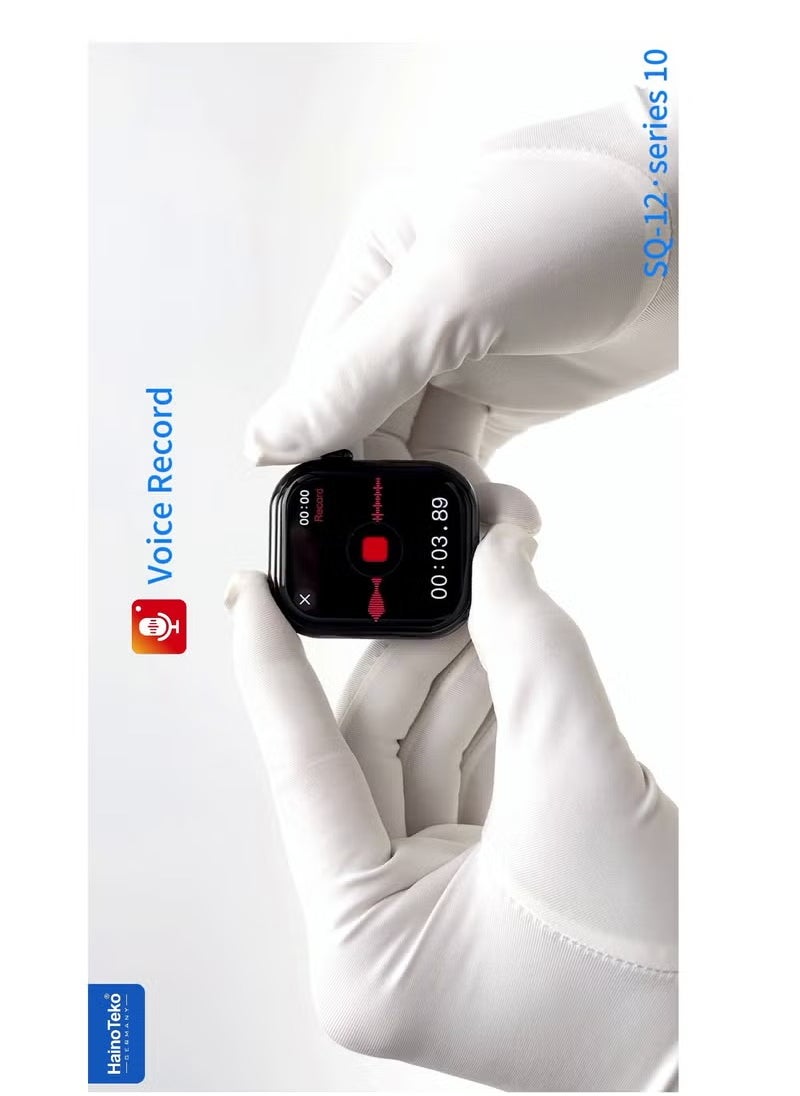 HainoTeko SQ-12 Series 10 Smart Watch with AMOLED Display Chat-GPT Video Recording Built-In 1 GB Ram and 3 Pair Straps Designed for Ladies and Gents Silver