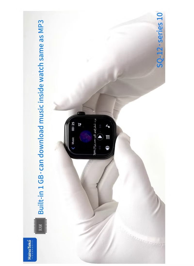 HainoTeko SQ-12 Series 10 Smart Watch with AMOLED Display Chat-GPT Video Recording Built-In 1 GB Ram and 3 Pair Straps Designed for Ladies and Gents Silver