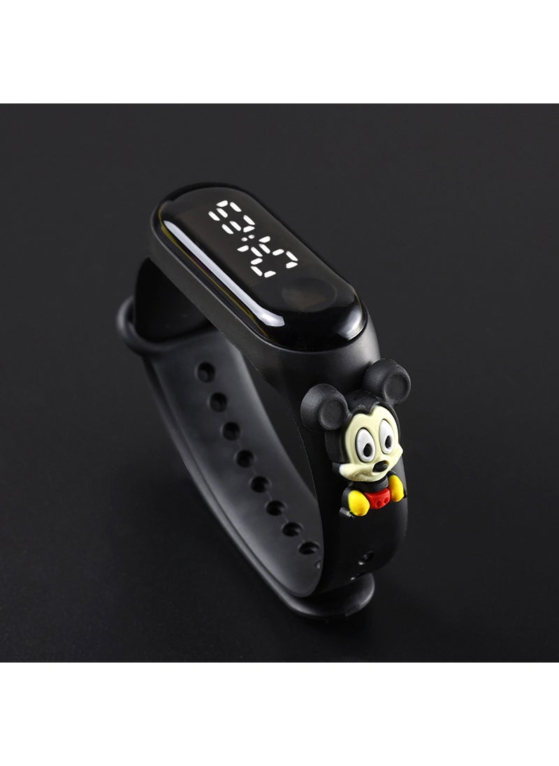 Kids Cartoon LED Watch Waterproof Touch Black Crayon Shin