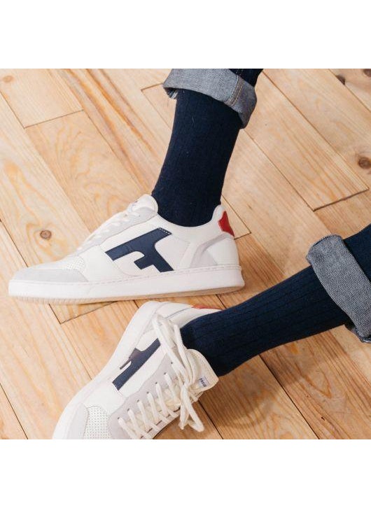 Set of 3X Socks in Cotton and Recycled Polyester - Red, Navy Blue, Grey
