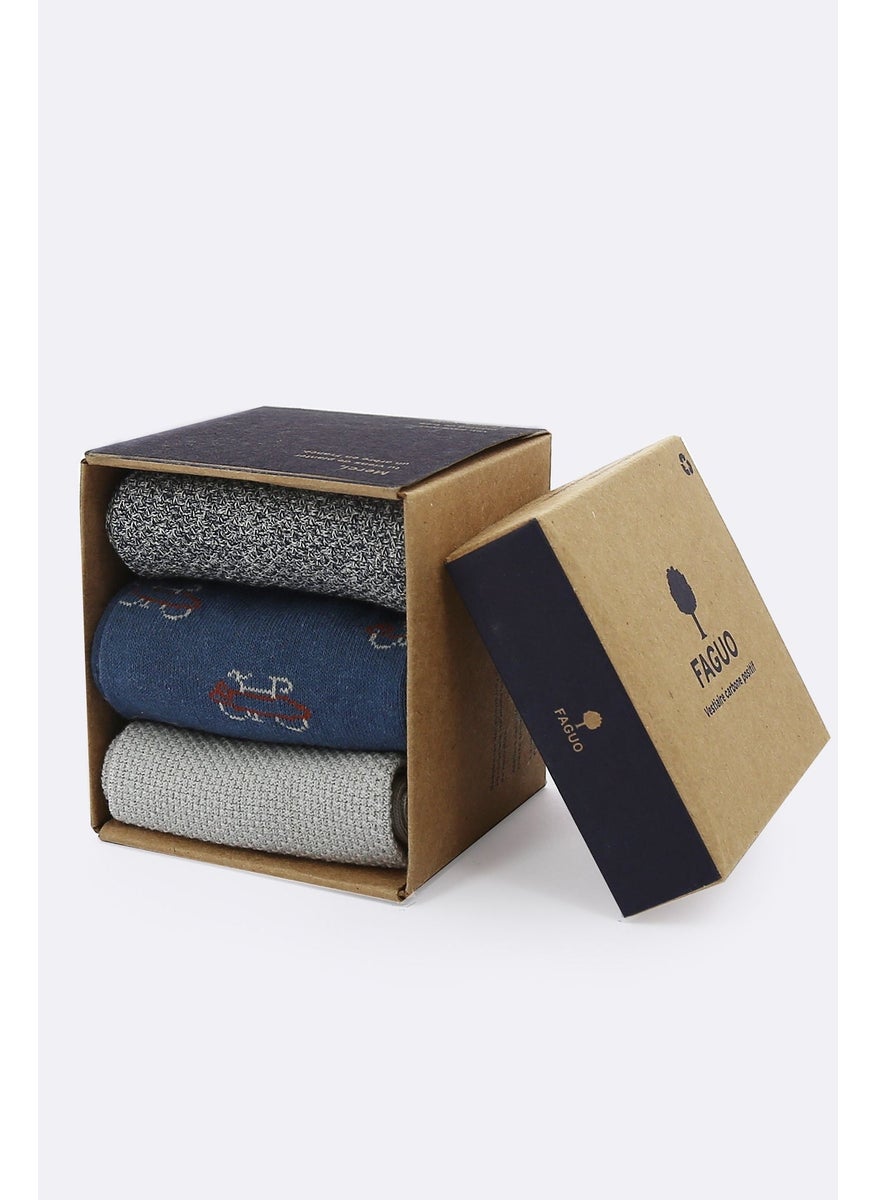 Set of 3X Socks - Grey and Blue with Bikes