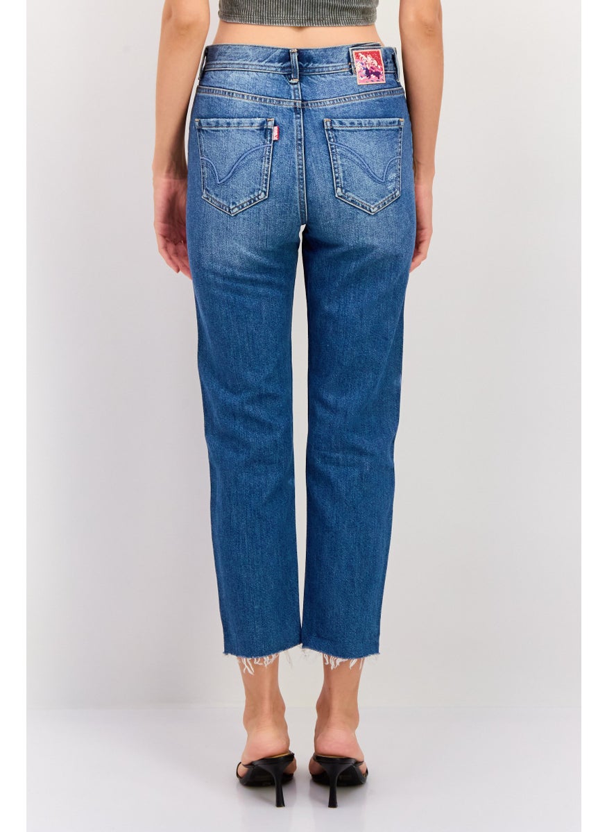 Women Regular Fit Washed Non Stretchable Denim Jeans, Blue