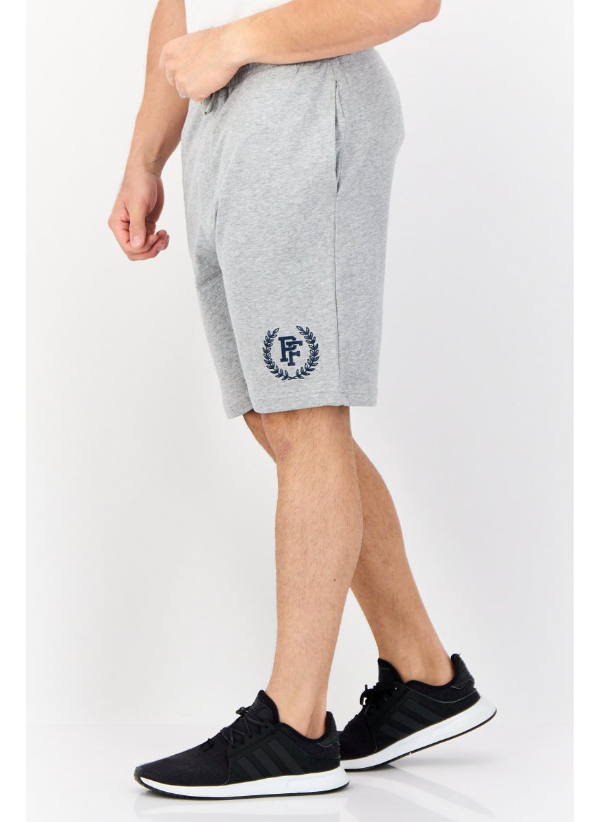 Men Graphic Print Basic Shorts, Grey
