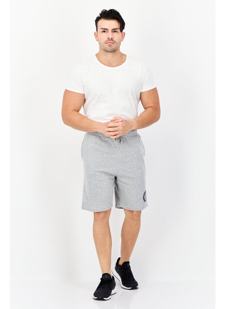 Men Graphic Print Basic Shorts, Grey