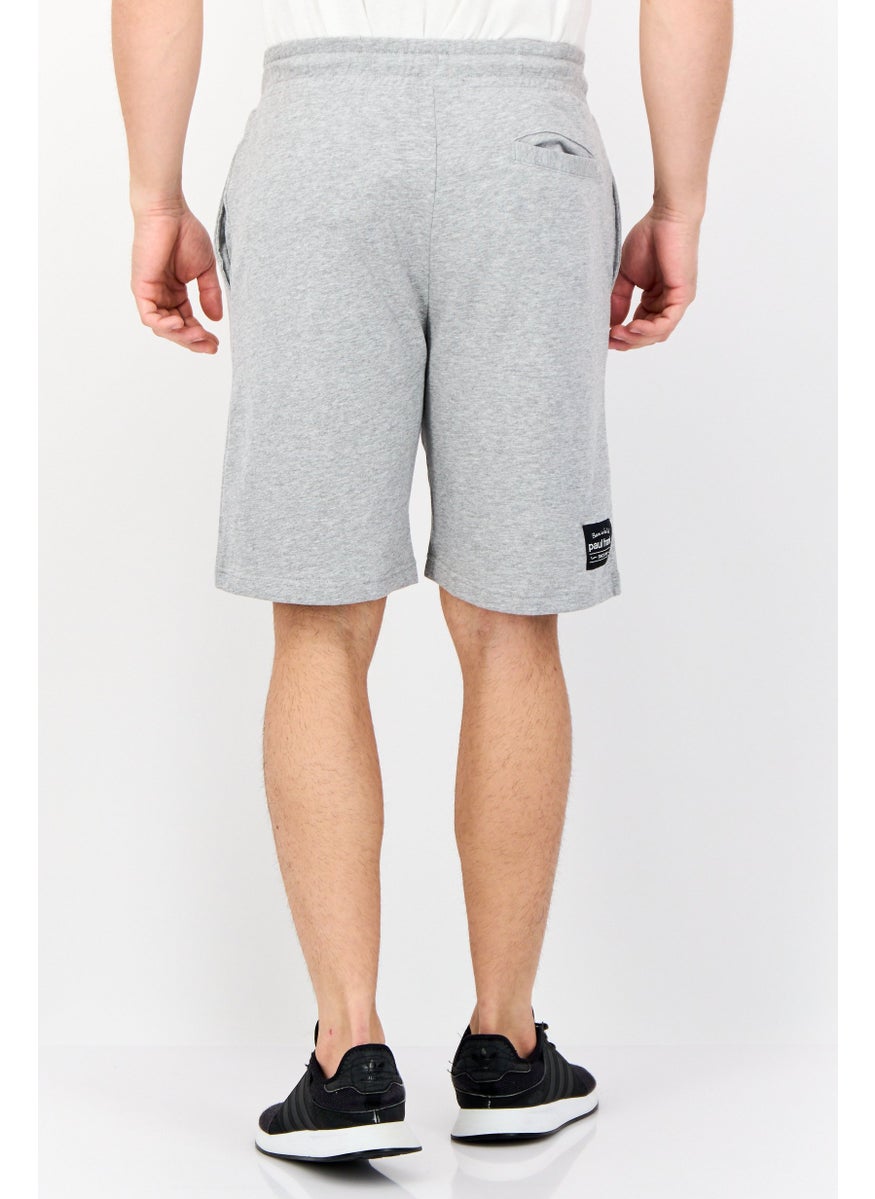 Men Graphic Print Basic Shorts, Grey