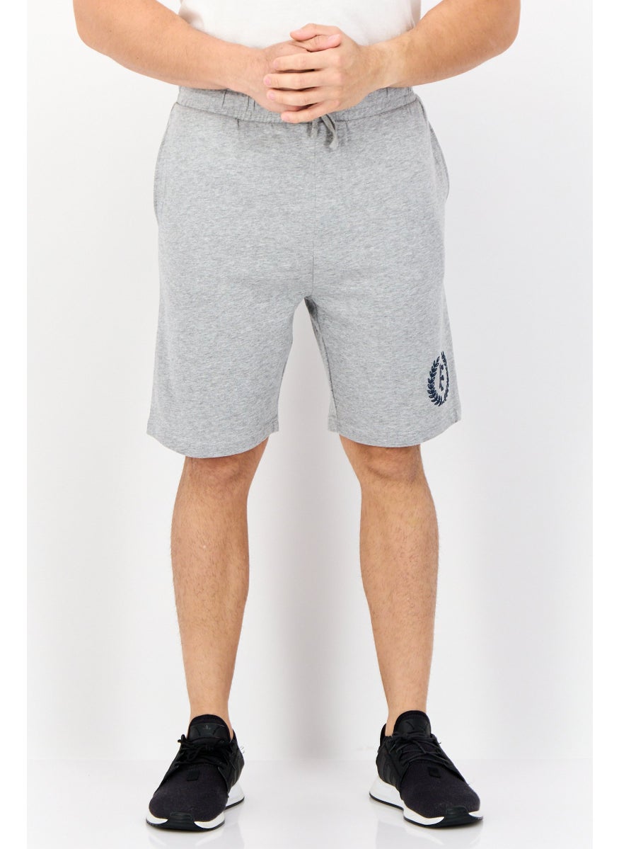 Men Graphic Print Basic Shorts, Grey