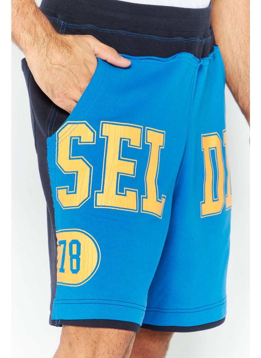 Men Graphic Print Basic Short, Blue