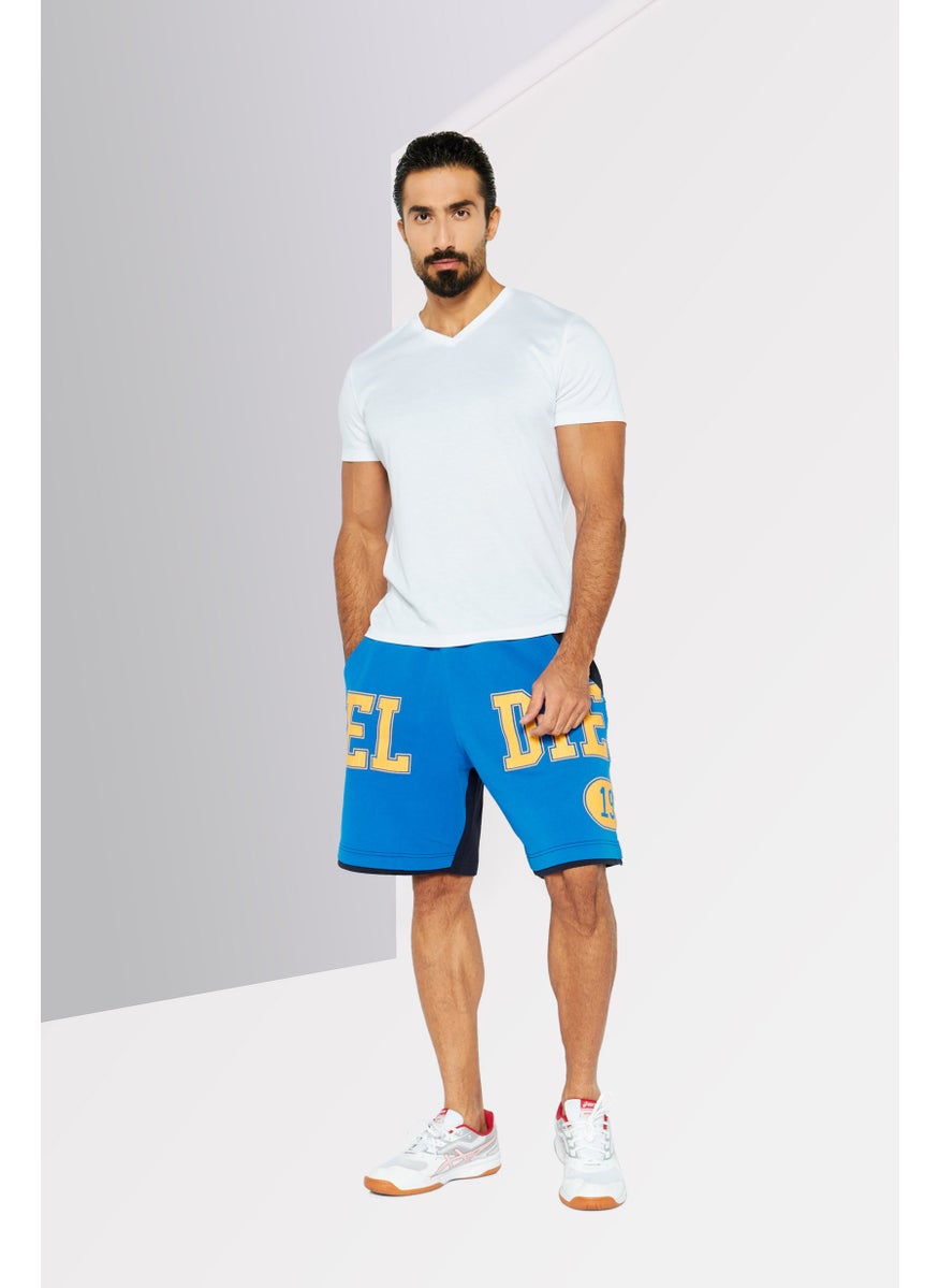 Men Graphic Print Basic Short, Blue