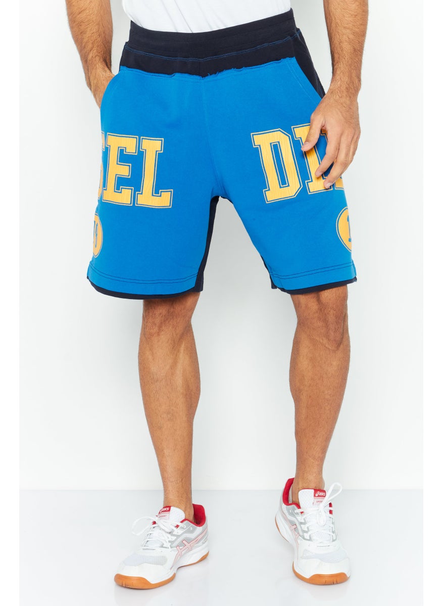 Men Graphic Print Basic Short, Blue