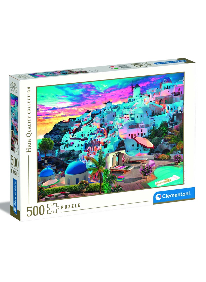 Clementoni Puzzle HQC Greece View 500 Pieces | Jigsaw Puzzle | Puzzle for Adults | Challenging Puzzle | Perfect for Stress Reliever and Puzzle Lovers | Made in Italy