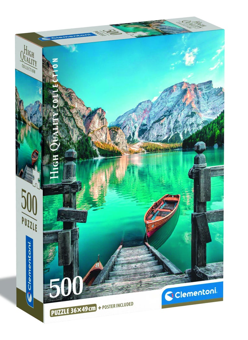 Clementoni Puzzle HQC Braise Lake+Poster 500 Pieces | Jigsaw Puzzle | Puzzle for Adults | Challenging Puzzle | Perfect for Stress Reliever and Puzzle Lovers | Made in Italy