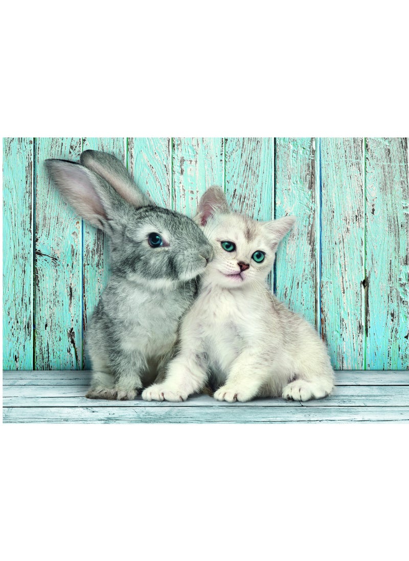 Clementoni Puzzle HQC Cat & Bunny + Poster 500 Pieces | Jigsaw Puzzle | Puzzle for Adults | Challenging Puzzle | Perfect for Stress Reliever and Puzzle Lovers | Made in Italy