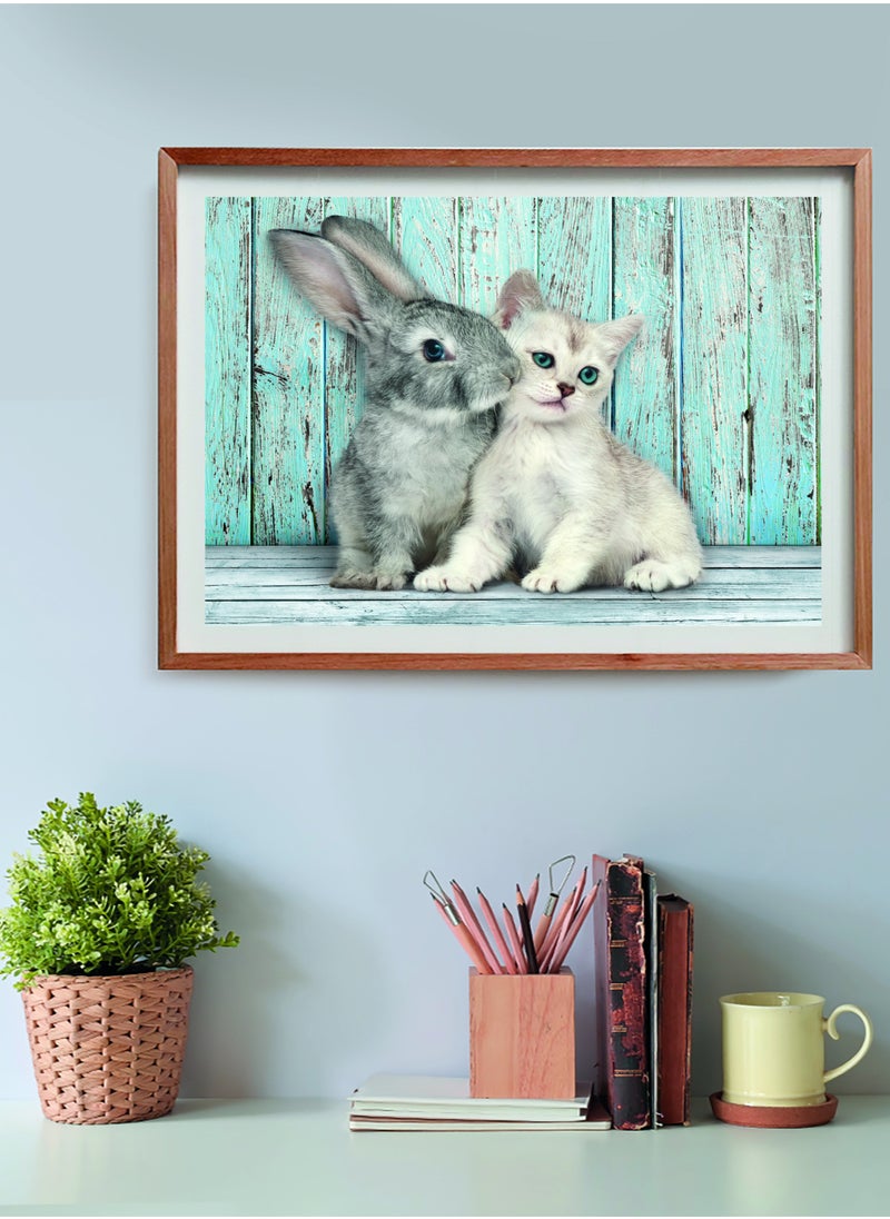 Clementoni Puzzle HQC Cat & Bunny + Poster 500 Pieces | Jigsaw Puzzle | Puzzle for Adults | Challenging Puzzle | Perfect for Stress Reliever and Puzzle Lovers | Made in Italy