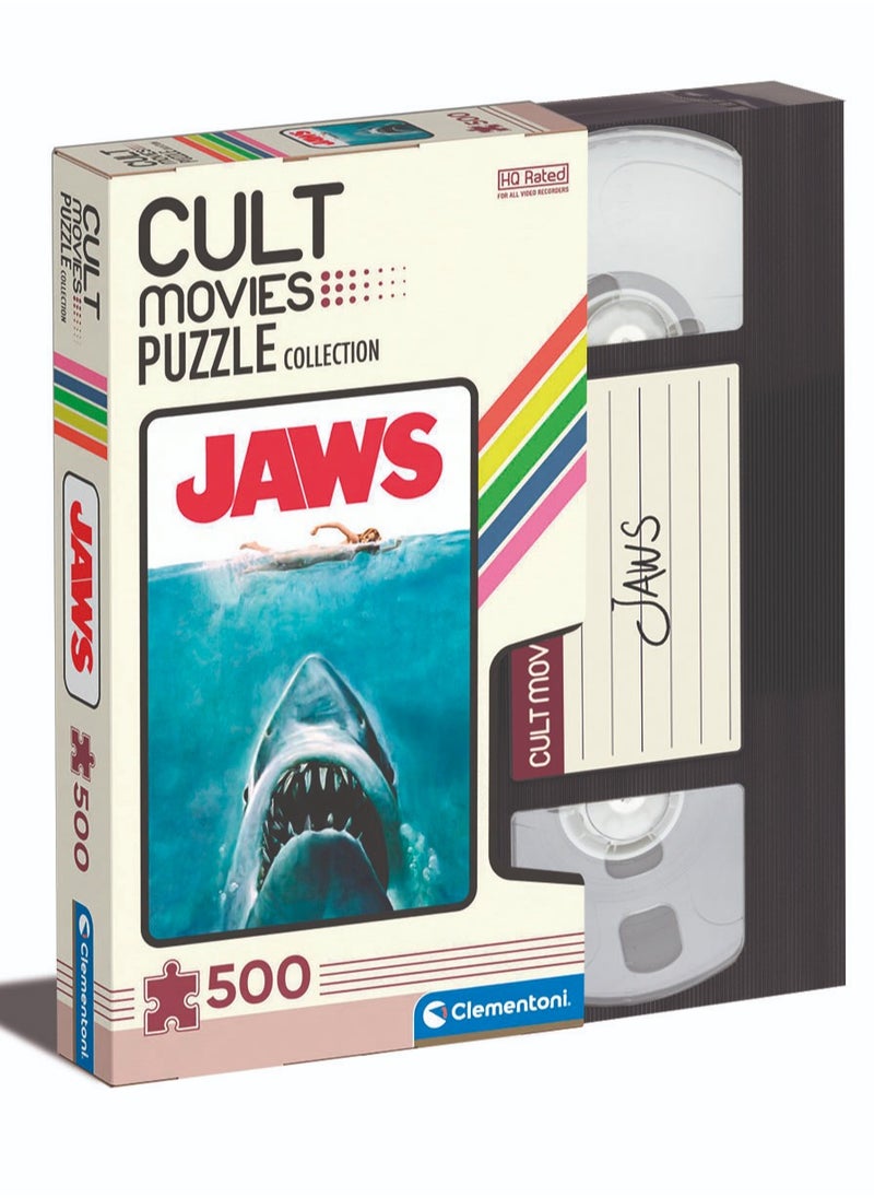 Clementoni Puzzle Jaws-Cult Movie 500 Pieces | Jigsaw Puzzle | Puzzle for Adults | Challenging Puzzle | Perfect for Stress Reliever and Puzzle Lovers | Made in Italy