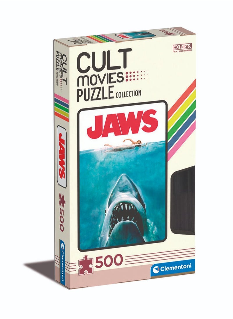 Clementoni Puzzle Jaws-Cult Movie 500 Pieces | Jigsaw Puzzle | Puzzle for Adults | Challenging Puzzle | Perfect for Stress Reliever and Puzzle Lovers | Made in Italy