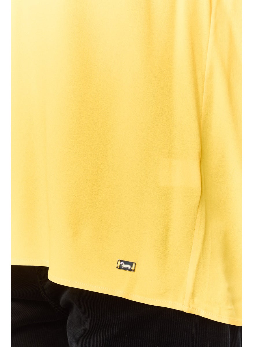 Women Tie-Neck Solid Tank Top, Yellow