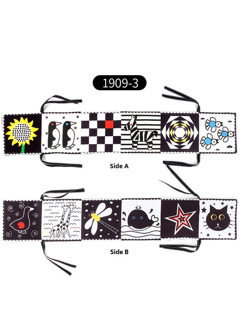 Newborn Black  White Crib Cloth Book with Sound Plant Marine Animal Insect Animal 4.6g Volume Weight 80g