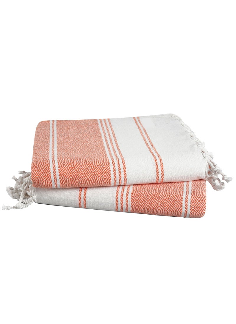 Turkish Beach Towel Set of 2, 39x71 inches Oversized Lightweight 100% Cotton Hammam Towel,BIRD OF PARADISE