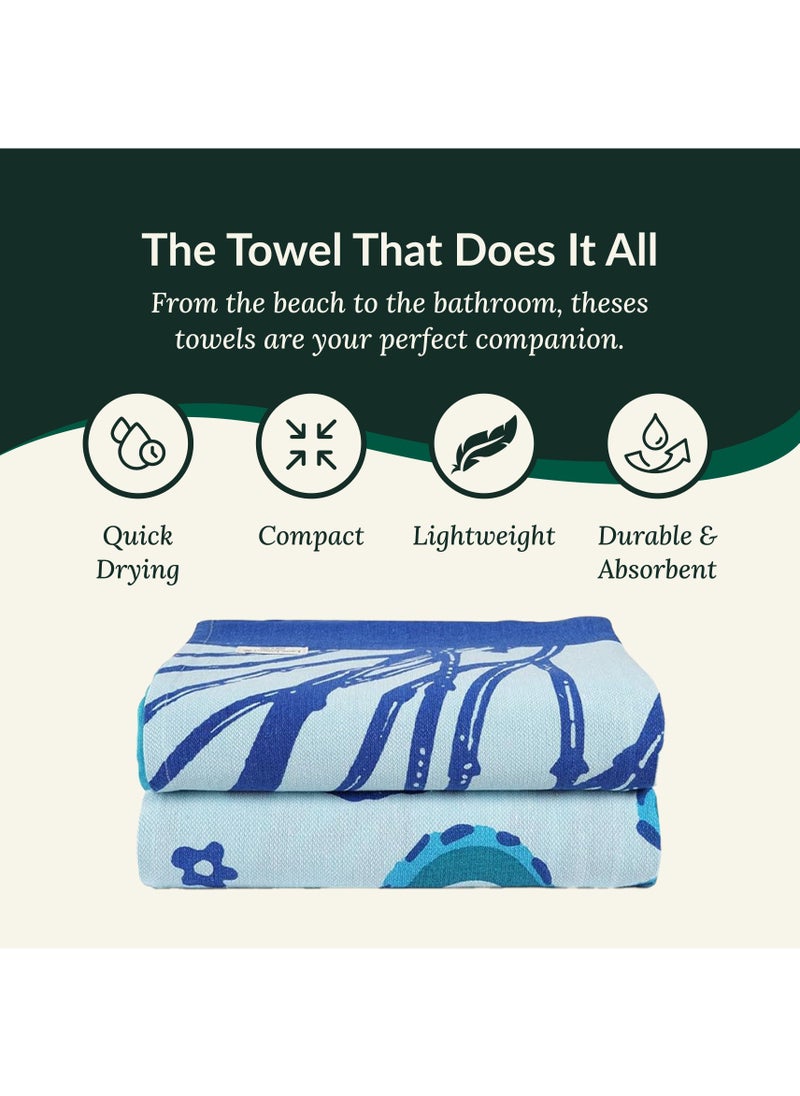 Coral Cotton Beach Towels Set Pack of 2, 39x71 inches, Quick Dry and Highly Absorbent Towels,STARFISH & Turtle