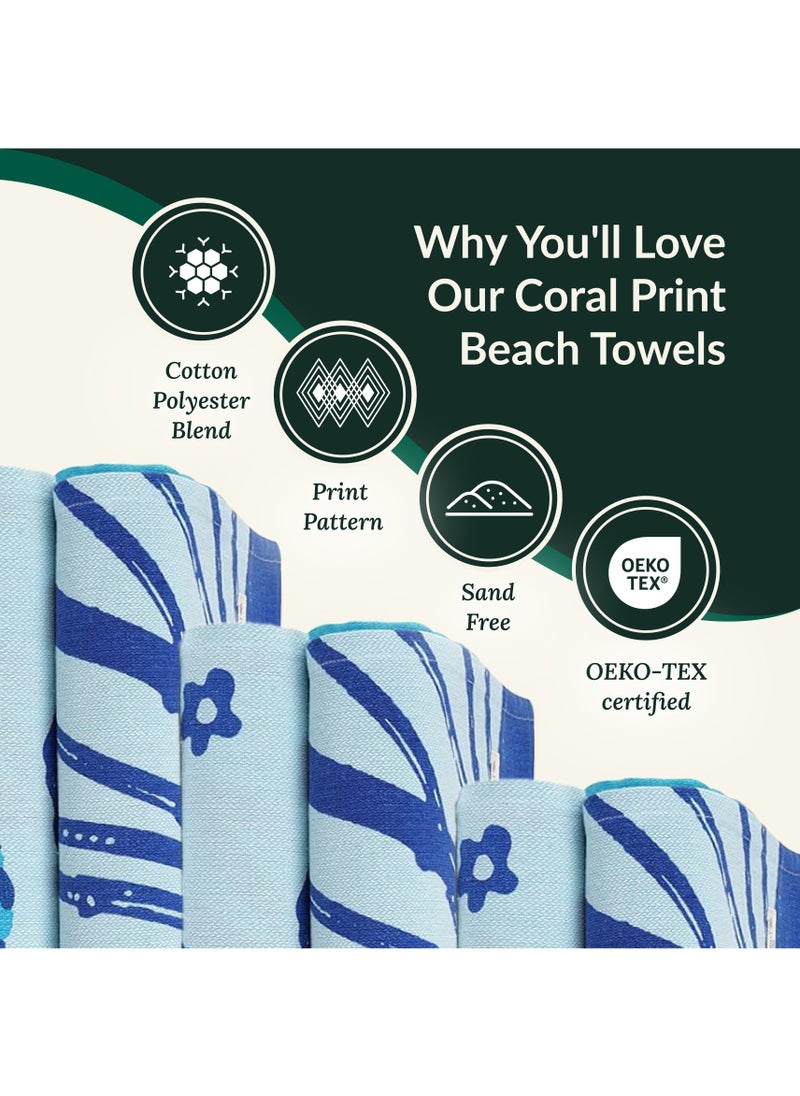 Coral Cotton Beach Towels Set Pack of 2, 39x71 inches, Quick Dry and Highly Absorbent Towels,STARFISH & Turtle