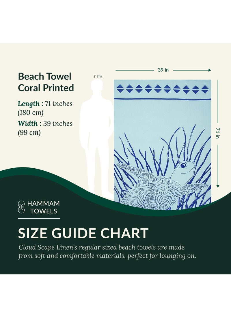Coral Cotton Beach Towels Set Pack of 2, 39x71 inches, Quick Dry and Highly Absorbent Towels,STARFISH & Turtle