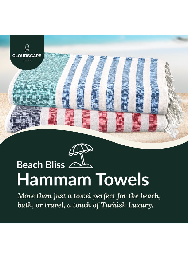Turkish Beach Towel Set of 2, 39x71 inches Oversized Lightweight 100% Cotton Hammam Towel, STRP2