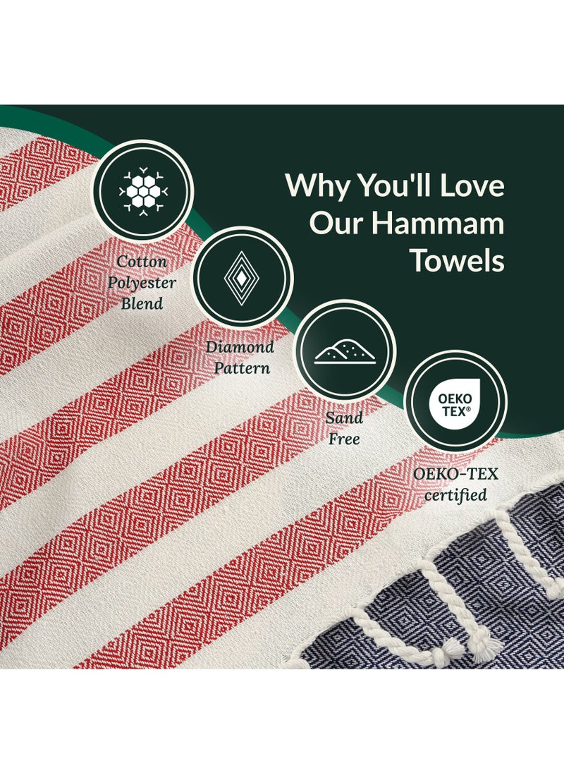 Turkish Beach Towel Set of 2, 39x71 inches Oversized Lightweight 100% Cotton Hammam Towel, STRP2