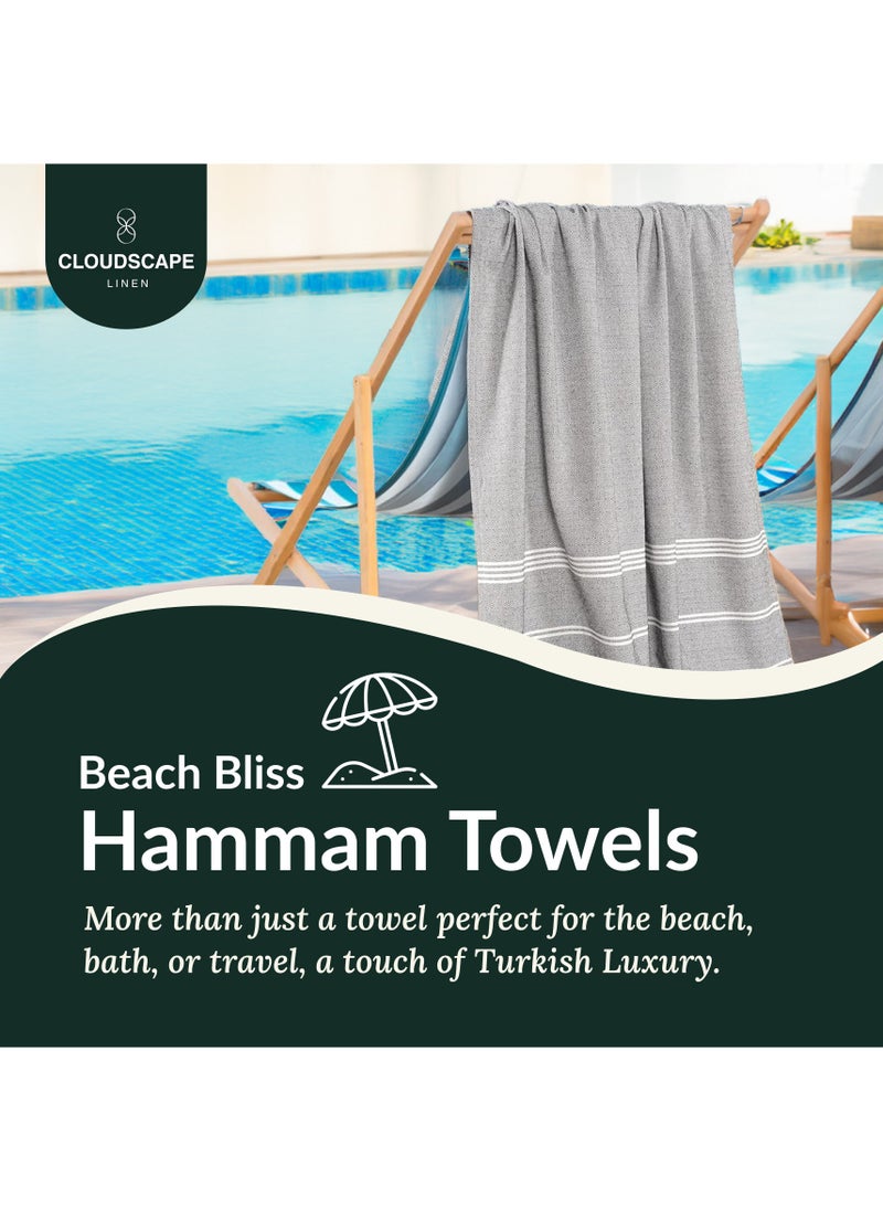 Turkish Beach Towel Set of 2, 39x71 inches Oversized Lightweight 100% Cotton Hammam Towel, Ebony