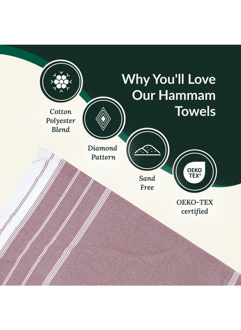 Turkish Beach Towel Set of 2, 39x71 inches Oversized Lightweight 100% Cotton Hammam Towel, Fire Brick