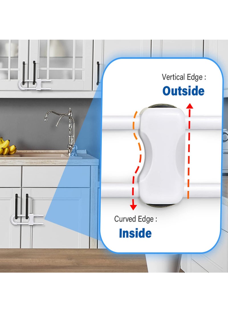 2 PCS Baby Proofing Cabinets,Cabinet Locks for Babies,U-Shaped Child Locks for Cabinets, Child Proof Cabinet Latches,Child Safety Cabinet Locks with Adjustable