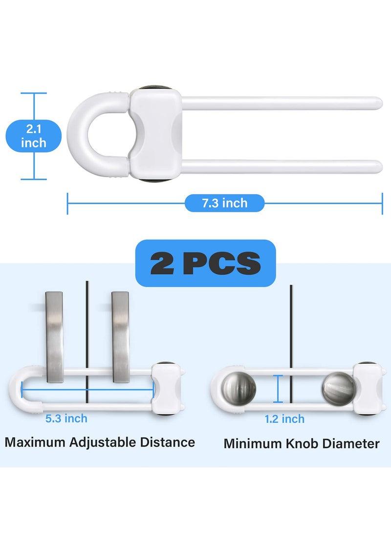2 PCS Baby Proofing Cabinets,Cabinet Locks for Babies,U-Shaped Child Locks for Cabinets, Child Proof Cabinet Latches,Child Safety Cabinet Locks with Adjustable
