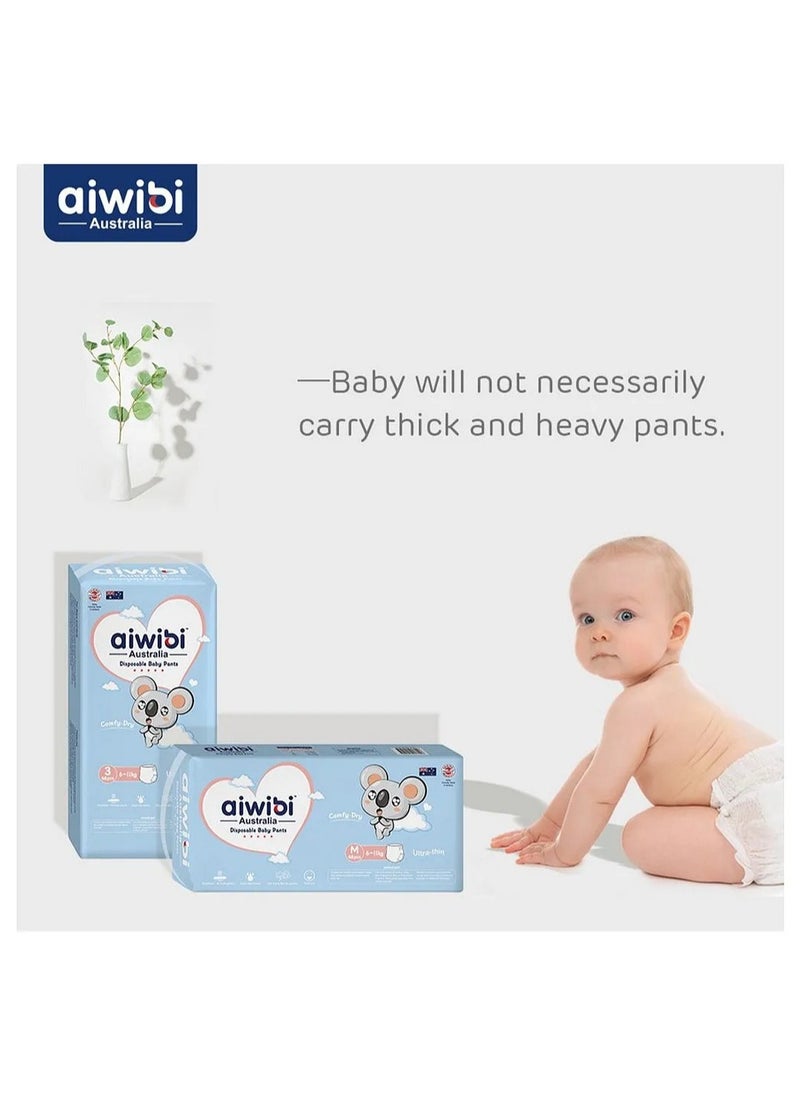 Aiwibi Disposable Pant Style Baby Diapers, 132 Pieces, Size 4 Large, 9 to 14kg - Breathable, Ultra Soft, Fast Absorbency, Comfy Dry