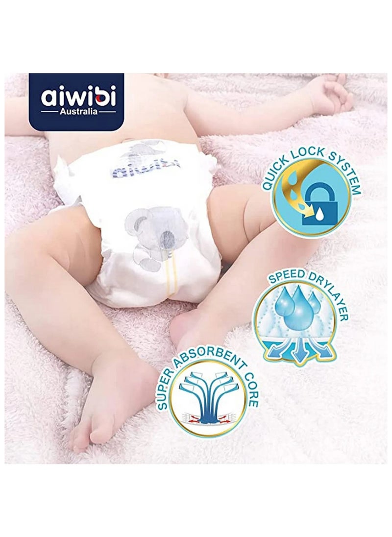 Aiwibi Premium XL Baby Tape Style Diapers Size 5 - Super Soft Pant Style Diapers, 12-17 Kg, Breathable, 160 Pieces (4 Packs of 40)