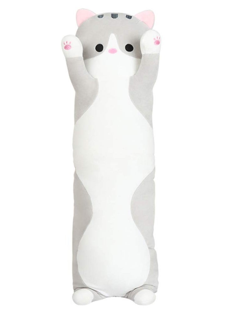 Cat Long Plush Body Pillow,  44 Inches Super Cute Soft Cat Stuffed Squishy Pillow, Adorable Giant Kitten Plushies Throw Pillow Animals Doll Toy Gift for Girlfriend Girls Boys
